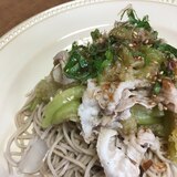 ナスと豚肉の蕎麦